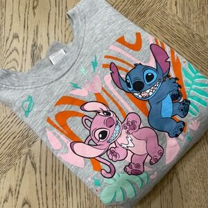 Disney Stitch & Angel Gray Crewneck Sweatshirt Kids Size Medium You're My Fave